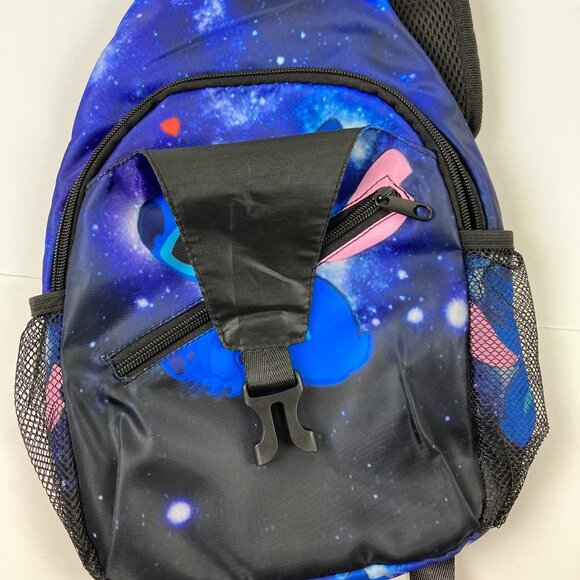 Stitch Messenger Sling Bag Crossbody 1 Shoulder Strap Backpack Blue & Black 14x3 - Picture 7 of 8